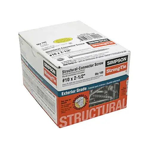 Strong-Drive SD Series Connector Screw, #10 Thread, Serrated, 1/4 in Drive, Sharp Point Galvanized Strong-Drive SD Series Connector Screw, #10 Thread, Serrated, 1/4 in Drive, Sharp Point Galvanized