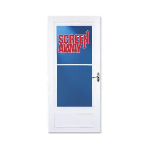 Screen Away 830-82-032 Storm Door, 36 in W, 81 in H, Retractable Screen, Wood/Aluminum, White Screen Away 830-82-032 Storm Door, 36 in W, 81 in H, Retractable Screen, Wood/Aluminum, White