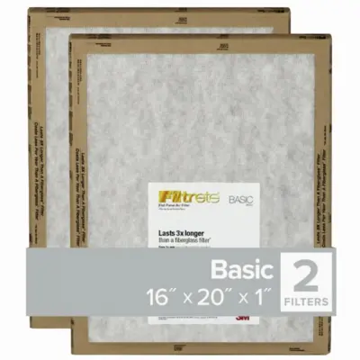 Filtrete Flat Panel Air Filter 20 in L 16 in W 2 MERV For: Air Conditioner Furnace and HVAC Syste - 2 per pack x24 packs FPL00-2PK-24-XCP24 Filtrete Flat Panel Air Filter 20 in L 16 in W 2 MERV For: Air Conditioner Furnace and HVAC Syste - 2 per pack x24 packs FPL00-2PK-24-XCP24