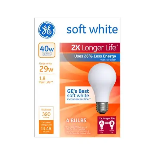 Halogen Bulb 29 W A19 A-Line 390 lm Soft White Clear Halogen Bulb 29 W A19 A-Line 390 lm Soft White Clear