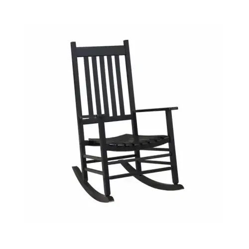 Rocker Chair, 69 in OAW, 86 in OAD, 116 in OAH, Hardwood Porch Rocker, Black Rocker Chair, 69 in OAW, 86 in OAD, 116 in OAH, Hardwood Porch Rocker, Black