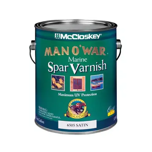 Man O'War 80- Series 080.000.007 Marine Spar Varnish, Satin, 1 gal Clear