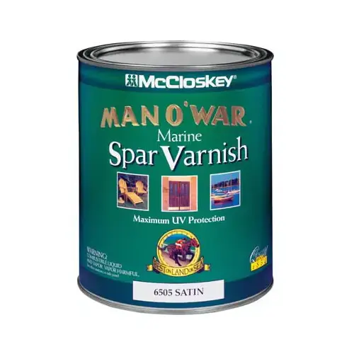 Man O' War 080.000.005 Marine Spar Varnish, Satin, Clear, Liquid, 1 qt Man O' War 080.000.005 Marine Spar Varnish, Satin, Clear, Liquid, 1 qt
