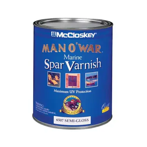 Man O' War 080.000.007 Marine Spar Varnish, Semi-Gloss, Clear, Liquid, 1 gal