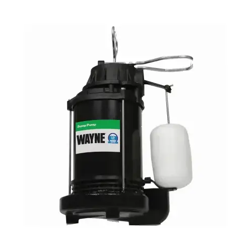 Sump Pump, 1-Phase, 10 A, 120 V, 0.5 hp, 1-1/2 in Outlet, 20 ft Max Head, 2040 gph, Iron Sump Pump, 1-Phase, 10 A, 120 V, 0.5 hp, 1-1/2 in Outlet, 20 ft Max Head, 2040 gph, Iron