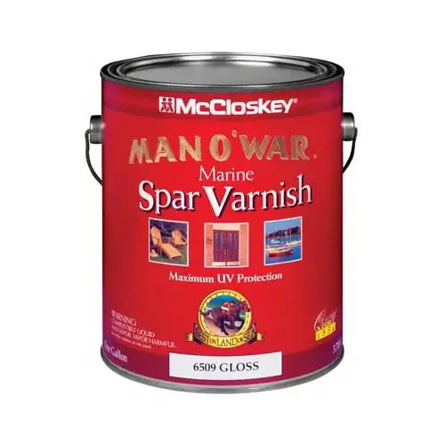 Man O' War 080.000.007 Marine Spar Varnish, Gloss, Liquid, 1 gal, Pail Clear Man O' War 080.000.007 Marine Spar Varnish, Gloss, Liquid, 1 gal, Pail Clear