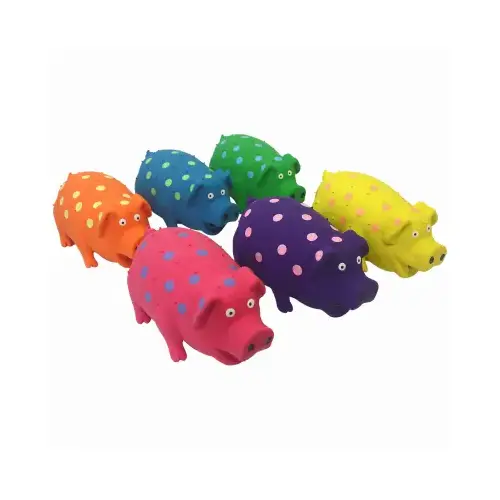 Dog Toy Globlets Assorted Polka Dot Pig Latex Large Assorted Dog Toy Globlets Assorted Polka Dot Pig Latex Large Assorted