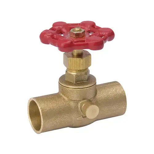 Stop and Waste Valve, 3/4 in Connection, Compression, 125 psi Pressure, Brass Body