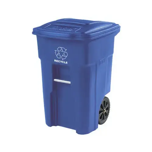 Recycling Bin 48 gal Blue Polyethylene Wheeled Lid Included Blue