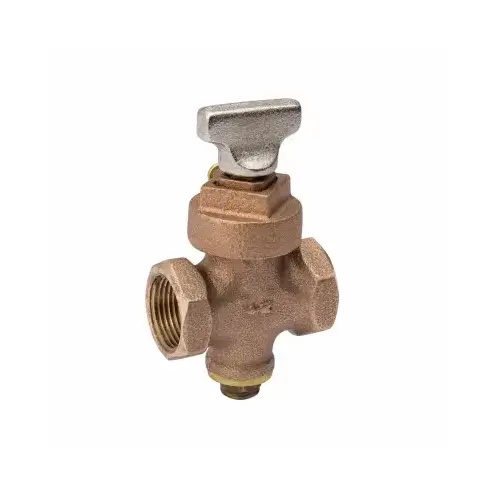 Stop and Drain Valve, 3/4 in Connection, FPT x FPT, Brass Body Bronze