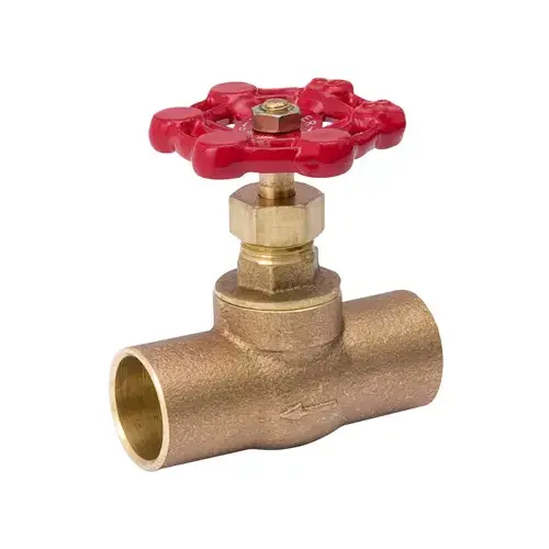 Stop Valve, 1/2 in Connection, Compression, 125 psi Pressure, Brass Body