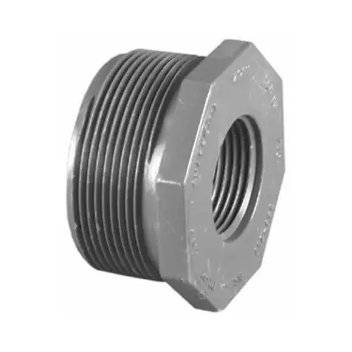 Schedule 80 PVC MPT x FPT Reducer Bushing (Flush Style), 2 x 1-1/2-In. Schedule 80 PVC MPT x FPT Reducer Bushing (Flush Style), 2 x 1-1/2-In.