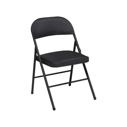 Metal Folding Chair, Padded Seat & Back, Black Metal Folding Chair, Padded Seat & Back, Black