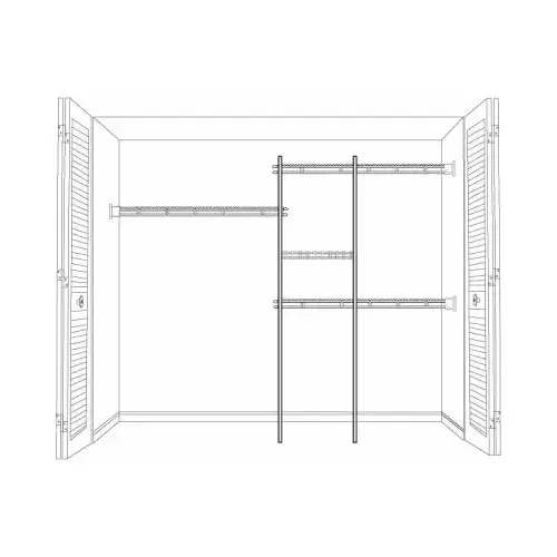 Closet Organizer Kit, Steel, White, Vinyl-Coated Closet Organizer Kit, Steel, White, Vinyl-Coated
