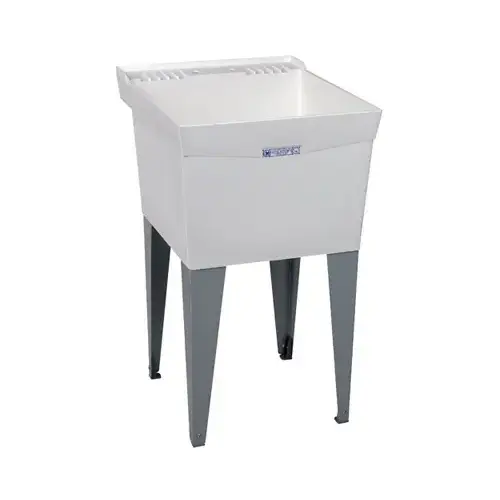 UTILATUB Series Laundry Tub, 18 gal Capacity, 2-Deck Hole, 24 in OAW, 24 in OAD, 20 in OAH, Thermoplastic White UTILATUB Series Laundry Tub, 18 gal Capacity, 2-Deck Hole, 24 in OAW, 24 in OAD, 20 in OAH, Thermoplastic White