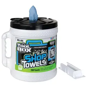 Toolbox 5520801 Blue Shop Towels, Big Grip Dispenser Bucket, 200-Ct.