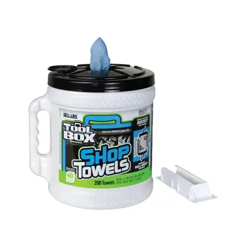 Blue Shop Towels, Big Grip Dispenser Bucket, 200-Ct.