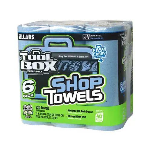 Blue Shop Towels, 6-Roll Pack - pack of 6