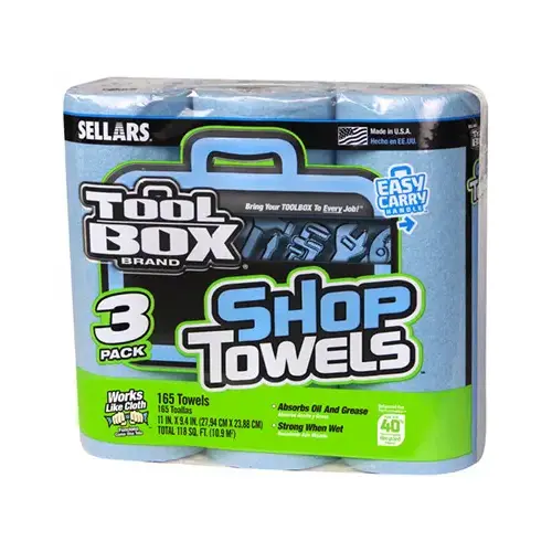 Blue Shop Towels, 3-Roll Pack - pack of 3