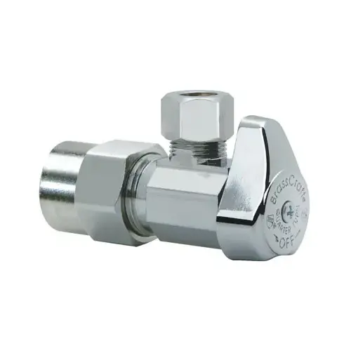 Angle Stop Valve 1/2" CPVC X 3/8" Compression Brass Chrome Angle Stop Valve 1/2" CPVC X 3/8" Compression Brass Chrome