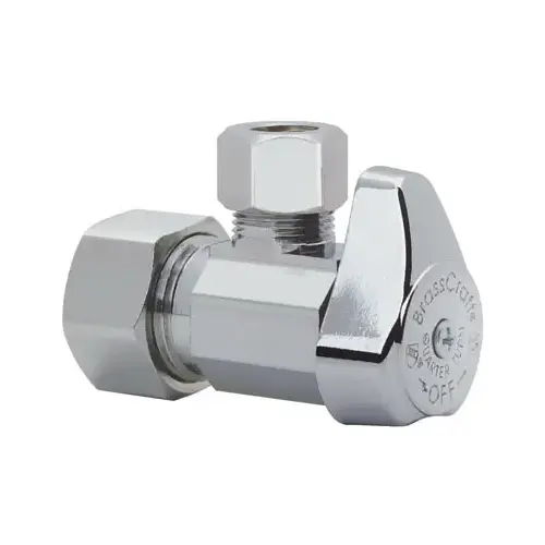 Angle Stop Valve 1/2" Compression T X 3/8" S Compression Brass Chrome Angle Stop Valve 1/2" Compression T X 3/8" S Compression Brass Chrome