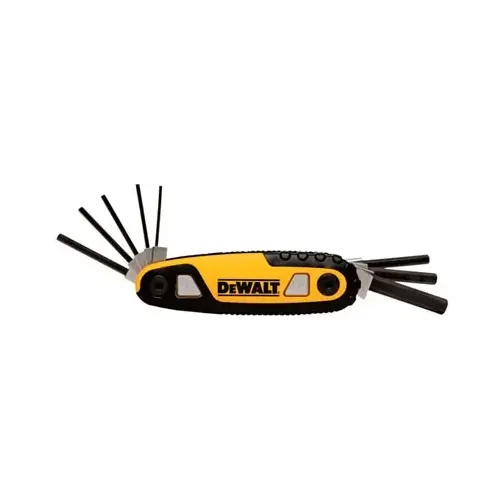 Locking Hex Key Set Multi-Size SAE Fold-Up Multicolored