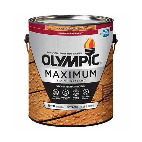 Stain and Sealant Maximum Semi-Transparent Semi-Gloss Redwood Natural Tone Deep Base 1 gal Redwood Natural Tone