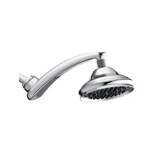 RainFall+ Shower Head, Round, 1.8 gpm, 1 -Spray Function, Chrome, 6 in Dia, 13 in L, 6 in W