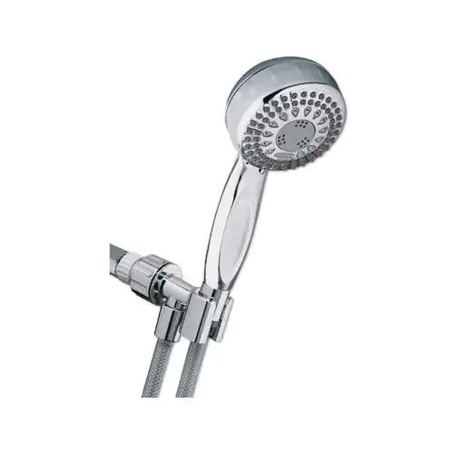 PowerSpray+ Series Hand Held Shower Head, 1/2 in NPT Connection, 1.8 gpm, 5-Spray Function, Plastic Chrome