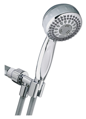 Waterpik TRS-553E PowerSpray+ Series Hand Held Shower Head, 1/2 in NPT Connection, 1.8 gpm, 5-Spray Function, Plastic Chrome
