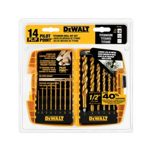 14-Pc. Titanium Drill Bit Sets, 1/16 in - 3/16 in Cut Dia., 14-Piece 14-Pc. Titanium Drill Bit Sets, 1/16 in - 3/16 in Cut Dia., 14-Piece