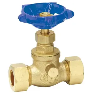 Mueller Industries 105-613NL Stop Valve Plus Drain Cap, Lead-Free Brass, 1/2 In. Compression