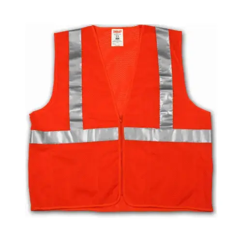 Job Sight Safety Vest, ANSI 107 Class 2, Orange Mesh, S/M Job Sight Safety Vest, ANSI 107 Class 2, Orange Mesh, S/M