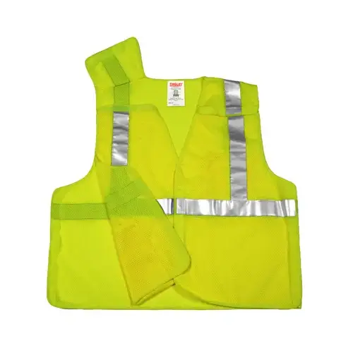 Safety Vest, ANSI 107 Class 2, Yellow Green Mesh, Velcro Closure, XXL/XXXL Safety Vest, ANSI 107 Class 2, Yellow Green Mesh, Velcro Closure, XXL/XXXL