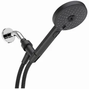 sproos 1102110BK01 3-Spray Handheld Shower Head, Black, 5-In.