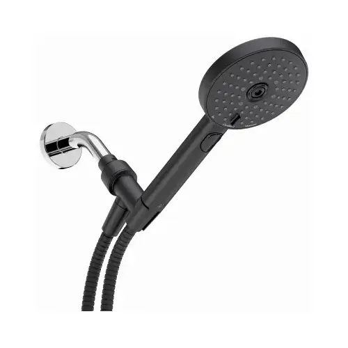 3-Spray Handheld Shower Head, Black, 5-In. 3-Spray Handheld Shower Head, Black, 5-In.