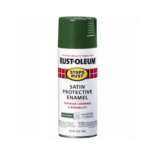 Stops Rust Protective Enamel Spray Paint, Satin Canyon Green, 12-oz. Stops Rust Protective Enamel Spray Paint, Satin Canyon Green, 12-oz.
