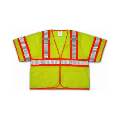 Hi-Viz Vest, ANSI 107 Class III, Lime/Yellow Polyester Mesh, XXL/XXXL Hi-Viz Vest, ANSI 107 Class III, Lime/Yellow Polyester Mesh, XXL/XXXL