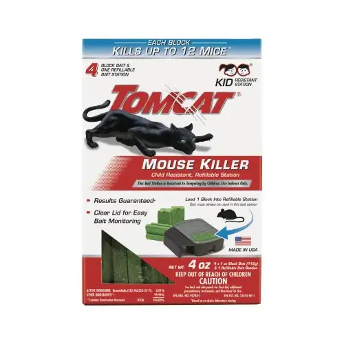 Mouse Killer Refillable Station, Solid, 4 oz Bag Green