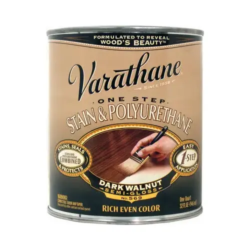 One-Step Stain/Poly Semi-Gloss Dark Walnut Oil-Based Oil Modified Urethane 1 qt Dark Walnut One-Step Stain/Poly Semi-Gloss Dark Walnut Oil-Based Oil Modified Urethane 1 qt Dark Walnut