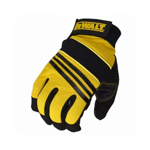 Synthetic Leather Performance Gloves, Large, Yellow/Black Synthetic Leather Performance Gloves, Large, Yellow/Black