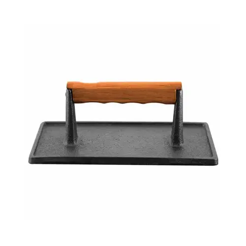 Grill Press, 11 in L, 4-3/4 in W, Iron Grill Press, 11 in L, 4-3/4 in W, Iron