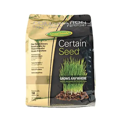 Certain Seed Premium Grass Seed, Fertilizer & Mulch in One, Southern, 3.75-Lbs., Covers 75 Sq. Ft. Certain Seed Premium Grass Seed, Fertilizer & Mulch in One, Southern, 3.75-Lbs., Covers 75 Sq. Ft.