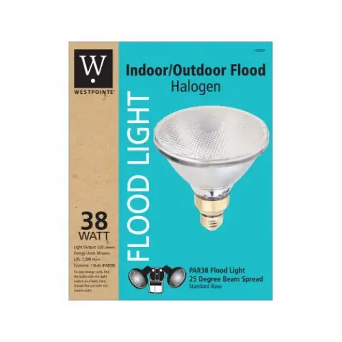 Halogen Flood Light Bulb, Indoor/Outdoor, 38-Watts,
