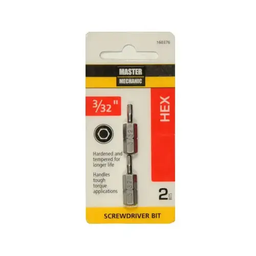 Screwdriver Insert Bit, 3/32 In. Hex, 1 In - pair Screwdriver Insert Bit, 3/32 In. Hex, 1 In - pair