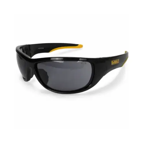 Dominator Protective Safety Glasses, Black/Yellow Frame, Smoke Lens