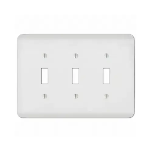 Capric Wall Plate, White Paintable Steel, 3 Toggle