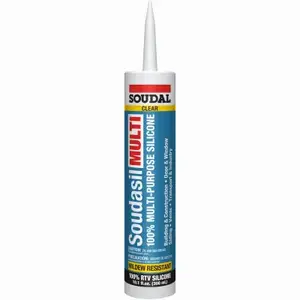 SOUDAL USA 146893 Soudasil Multi Sealant, Clear, 24 hr Curing, -35 to140 deg F, 10.1 oz Cartridge