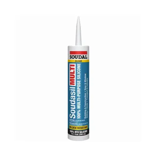 Soudasil Multi Sealant, Clear, 24 hr Curing, -35 to140 deg F, 10.1 oz Cartridge