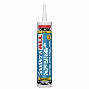 SOUDAL USA 146901 Soudacryl LTX1 5823539 Siliconized Acrylic Latex Caulk, Clear, -20 to 185 deg F, 10.1 fl-oz Cartridge